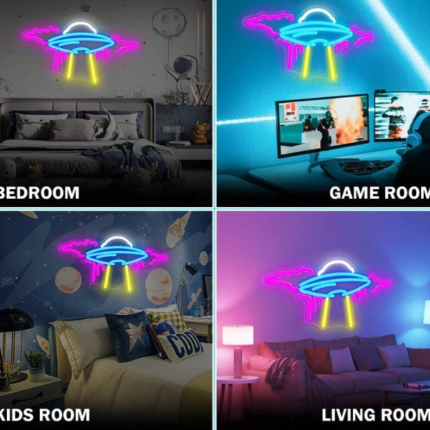 LED Neon Sign for party, Bar, Decorative light creative Neon Light Acrylic Board light up UFO 5V USB Dimmable
