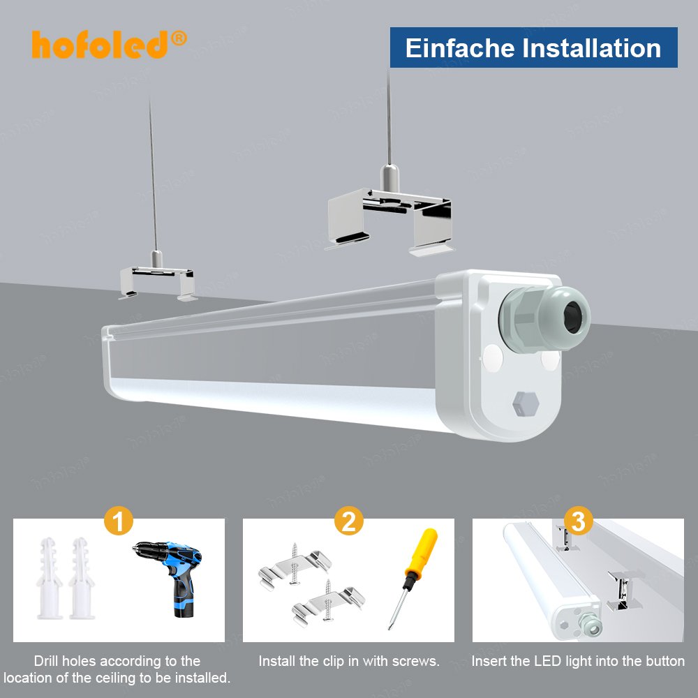 Linkable Ceiling Light Fixture Cabinet Tri-proof Light IP65 Batten Lamp Outdoor Fixture LED Vapor Tight Light