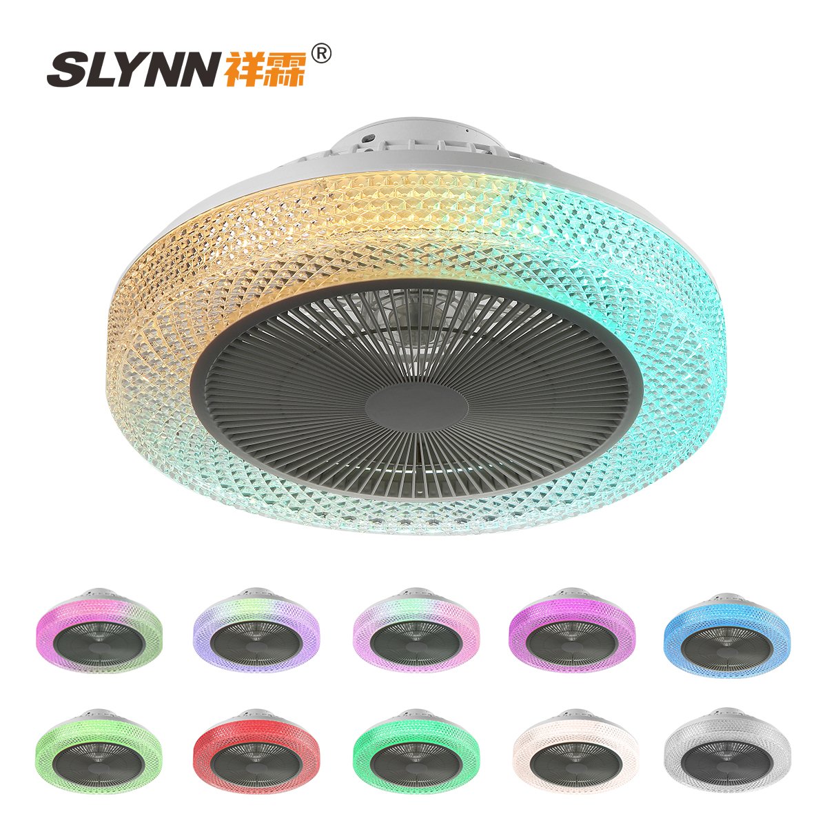 RGB Ceiling Fan Intelligent Nordic Luxury Restaurant Living Room Bedroom Variable Frequency Silent Integrated Fan Light