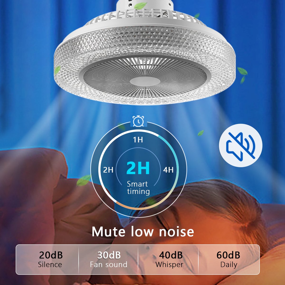 RGB Ceiling Fan Intelligent Nordic Luxury Restaurant Living Room Bedroom Variable Frequency Silent Integrated Fan Light