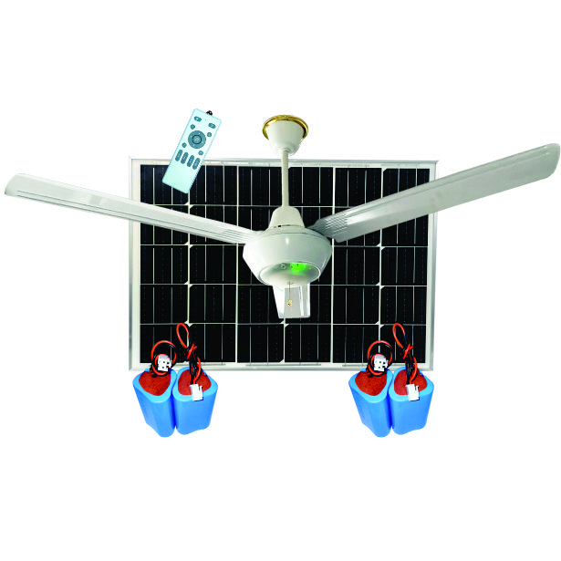 12V Fan BLDC motor dc solar fan built in lithium battery 56inch solar dc ceiling fan with led light