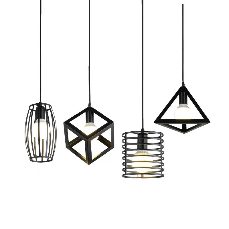 Living Room Dining Room Bedroom Kitchen Island Loft Vintage Hanging Single Iron Industrial Retro Black Pendant Light Chandelier