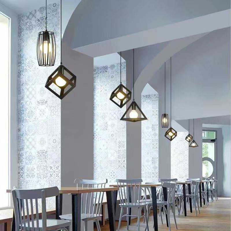 Living Room Dining Room Bedroom Kitchen Island Loft Vintage Hanging Single Iron Industrial Retro Black Pendant Light Chandelier