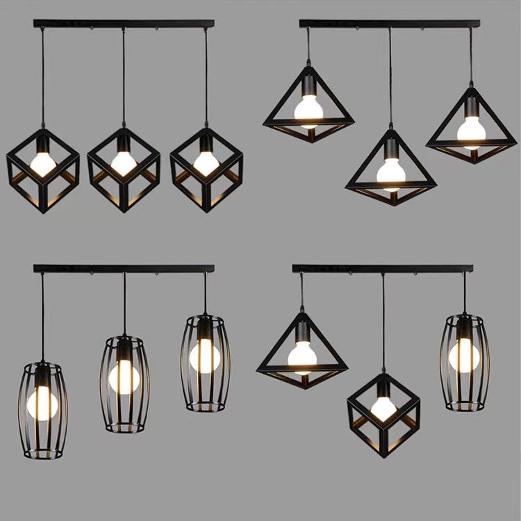 Living Room Dining Room Bedroom Kitchen Island Loft Vintage Hanging Single Iron Industrial Retro Black Pendant Light Chandelier