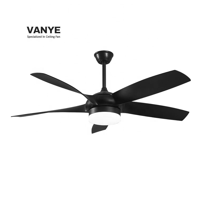 Modern Traditional 52-Inch Patio Gazebo Ceiling Fan with LED Lights Black Remote Control Switch