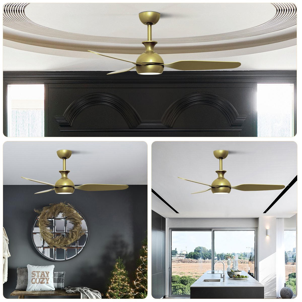 SLYNN Wholesale Fan Light Bedroom Fan with Remote Control No Noise Led Ceiling Fan Light