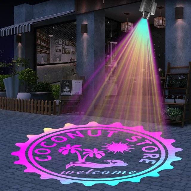 Yoijoys HD&Bright Commercial Advertising Light Water Wave Effect Logo Gobo Projection Lamp Outdoor LED Projector Light Remote
