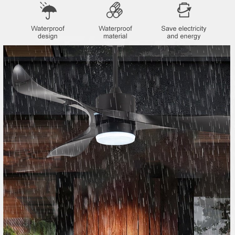 Simple Design CB CE Certified Outdoor Waterproof Rating 52 Inch Remote Control Ceiling Fan With Light