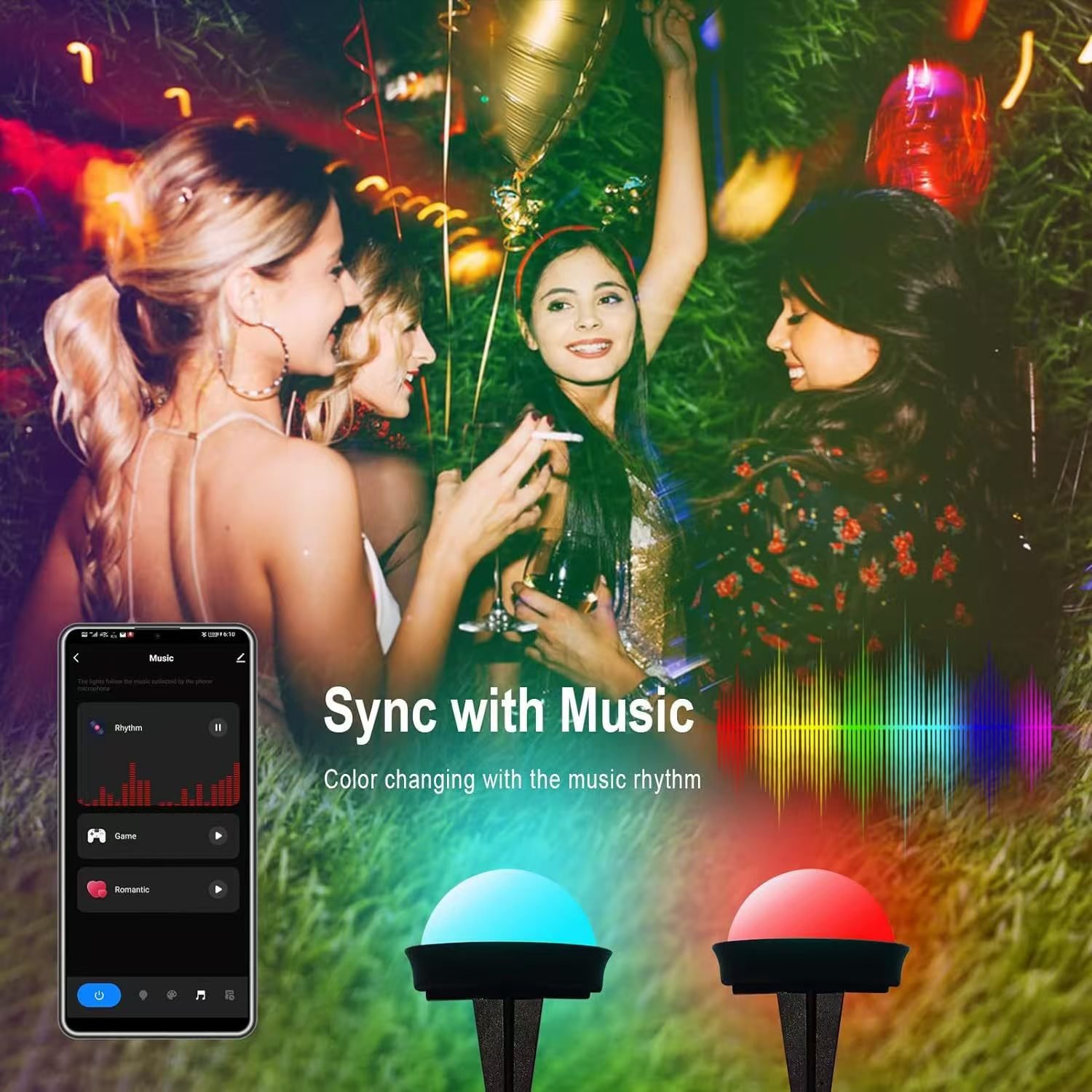 WIFI graffiti smart APP voice control LED outdoor courtyard lawn garden Christmas led spot light