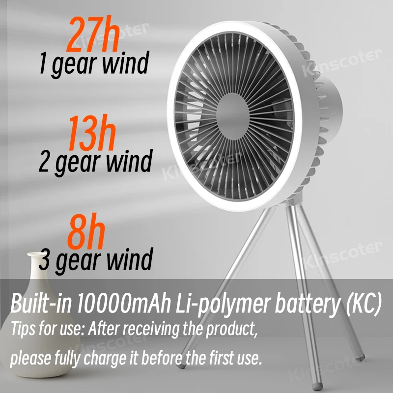 Multifunction Home Appliances USB Chargeable Desk Tripod Stand Air Cooling Fan with Night Light Outdoor Camping Ceiling Fan