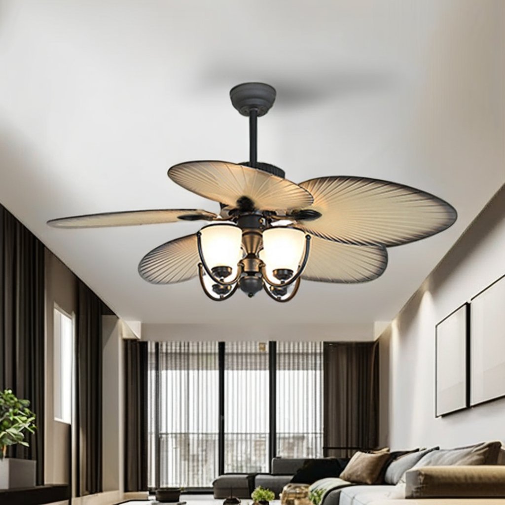 Black-and-white creative design ABS blades ceiling fan light 220V home commercial indoor and outdoor luxurious decorative light
