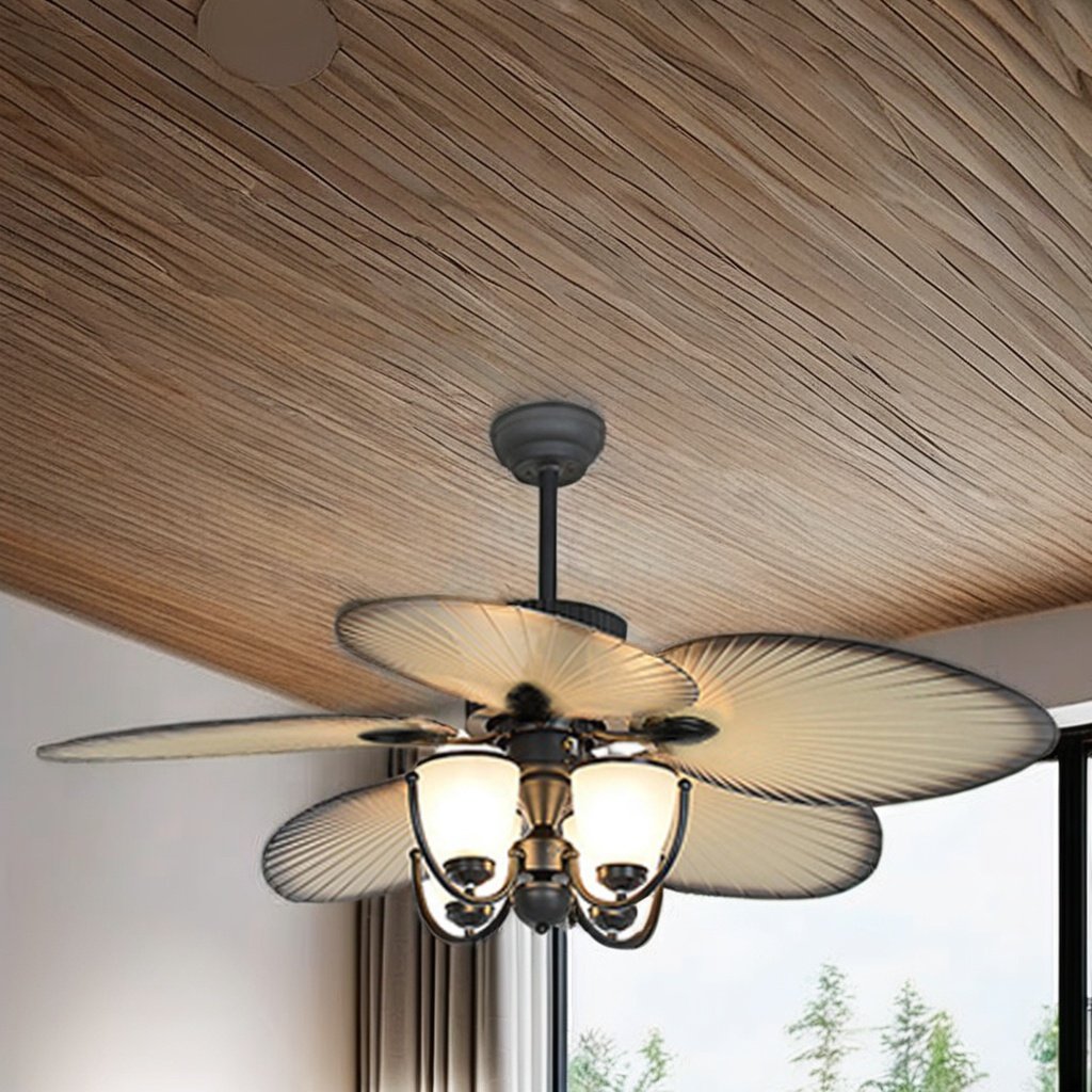 Black-and-white creative design ABS blades ceiling fan light 220V home commercial indoor and outdoor luxurious decorative light