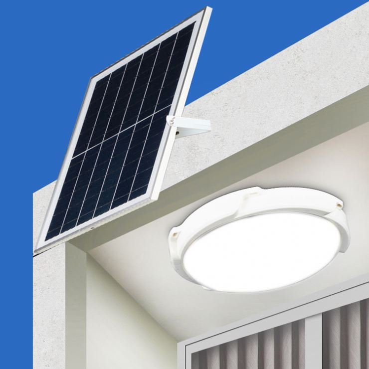 300W Round Office House Room Indoor Garden Outdoor Decoration Powered Panel Sensor Led Flood Lampe Bulbs Solar Ceiling Light
