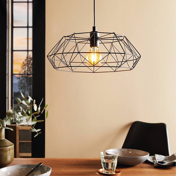 Black Iron Material Suspended Wire Ceiling Lighting Decorative Loft Pendant Lamps