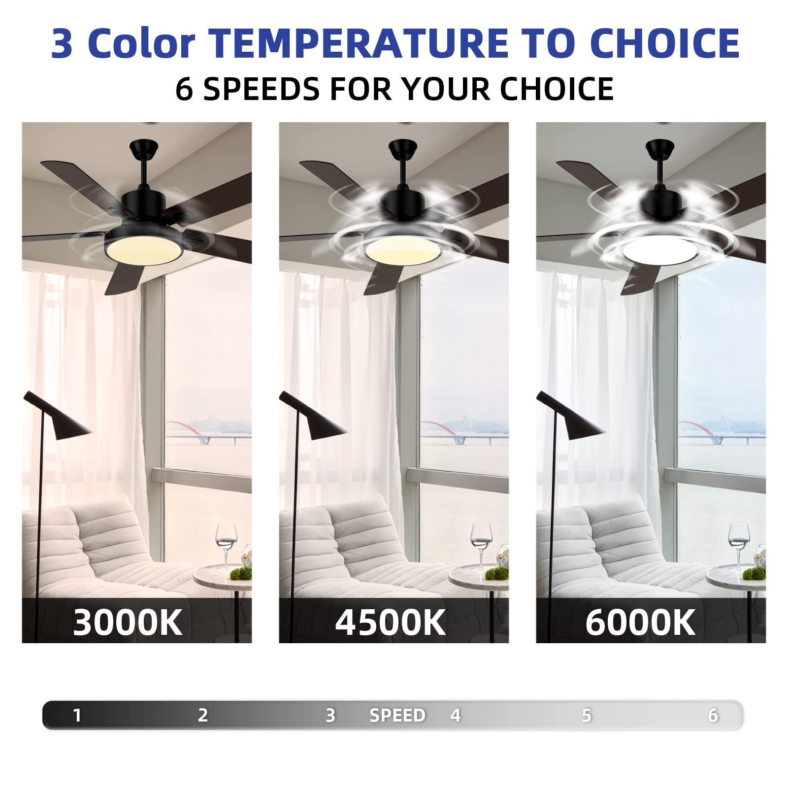 52" Modern Matte Black Ceiling Fan with Light Indoor Outdoor Remote Reversible DC Motor Patios/Farmhouse Ceiling Fan