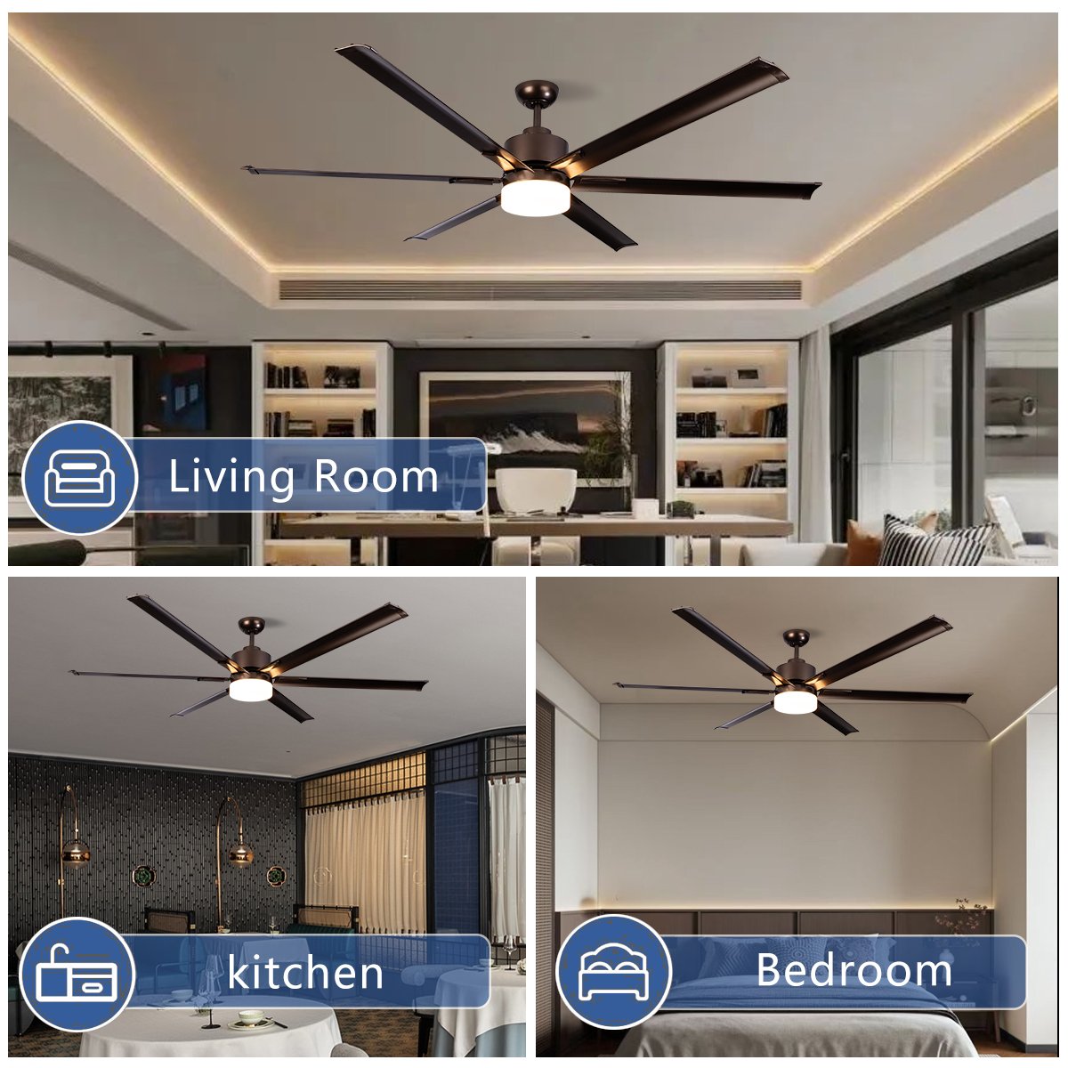 72 inch Large industrial ceiling fan high air volume powerful dc motor large ceiling fan with light