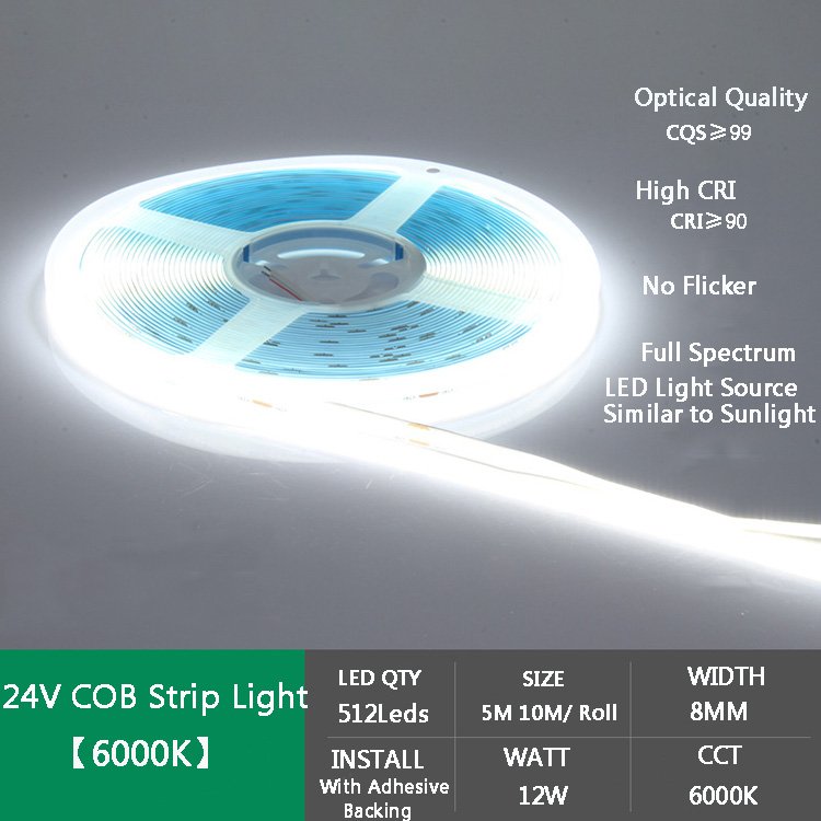 COB Soft Light Strip 12V High-density Self-adhesive Strip Light 24V Linear Light For Living Room TV Home Ceiling