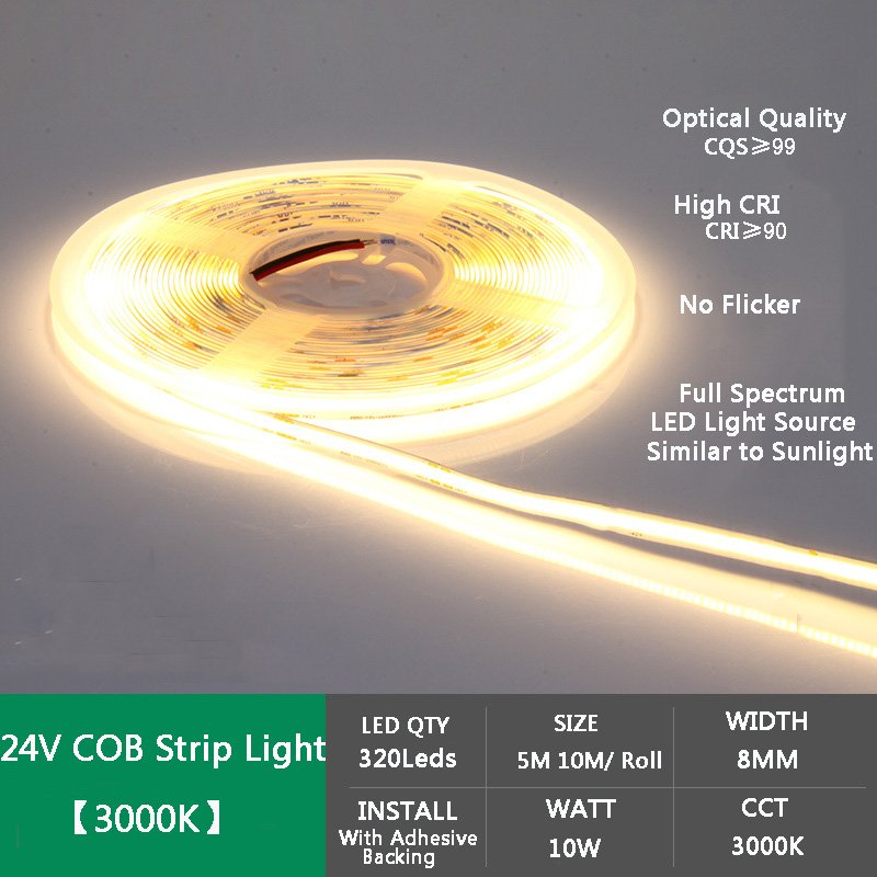 COB Soft Light Strip 12V High-density Self-adhesive Strip Light 24V Linear Light For Living Room TV Home Ceiling