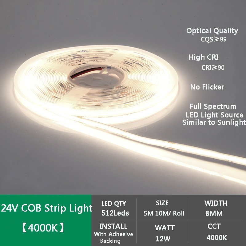 COB Soft Light Strip 12V High-density Self-adhesive Strip Light 24V Linear Light For Living Room TV Home Ceiling