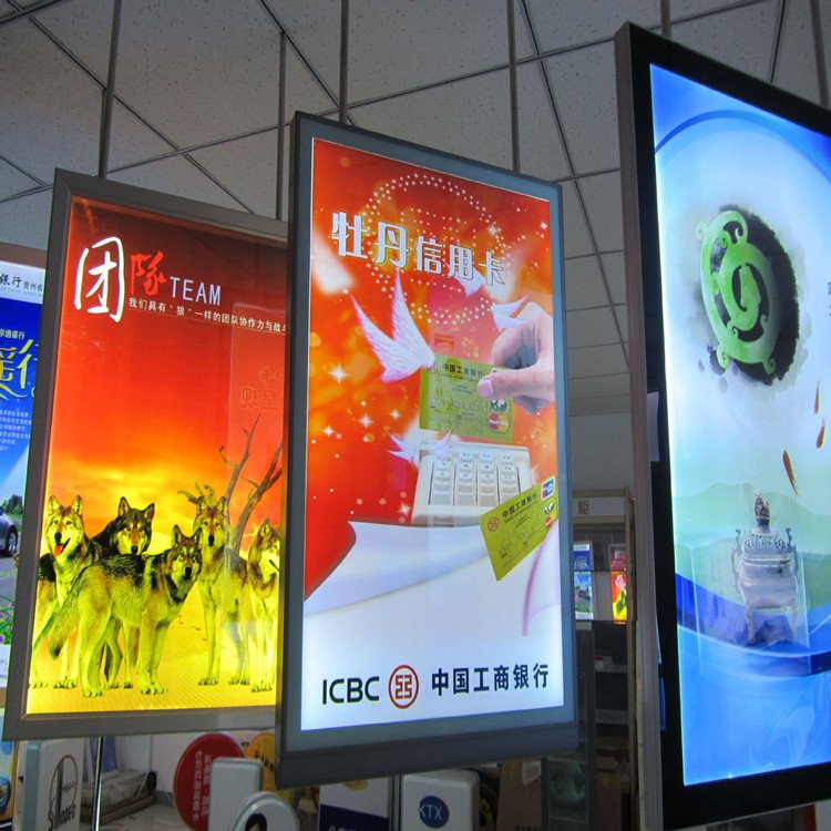 Ultra Thin LED Light Box Ceiling Aluminum Frame Menu Board Business Display Led Backlit Light Box Advertising Hanging Light Box