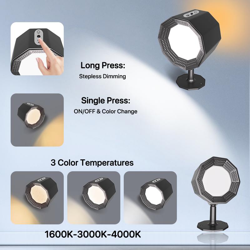 LED Wall Lamp Rotating Magnet 3 Colors RGB Rechargeable Sconce Lights Hotel Bedroom LED Wall Lamp