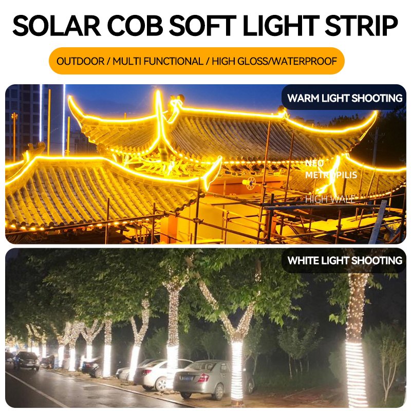 5m exterior solar 12V 24V Solar neon light strip car bright smd kit set waterproof pixel wide neon cob led strip light
