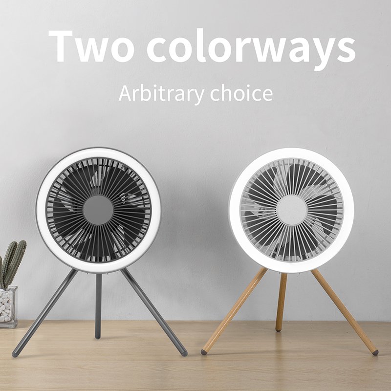 New Design Multifunction USB Chargeable Desk Tripod Stand Air Cooling Fan with Night Light Outdoor Camping Fan