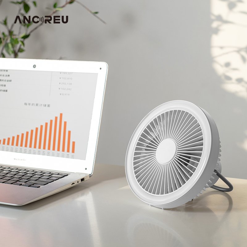 New Design Multifunction USB Chargeable Desk Tripod Stand Air Cooling Fan with Night Light Outdoor Camping Fan