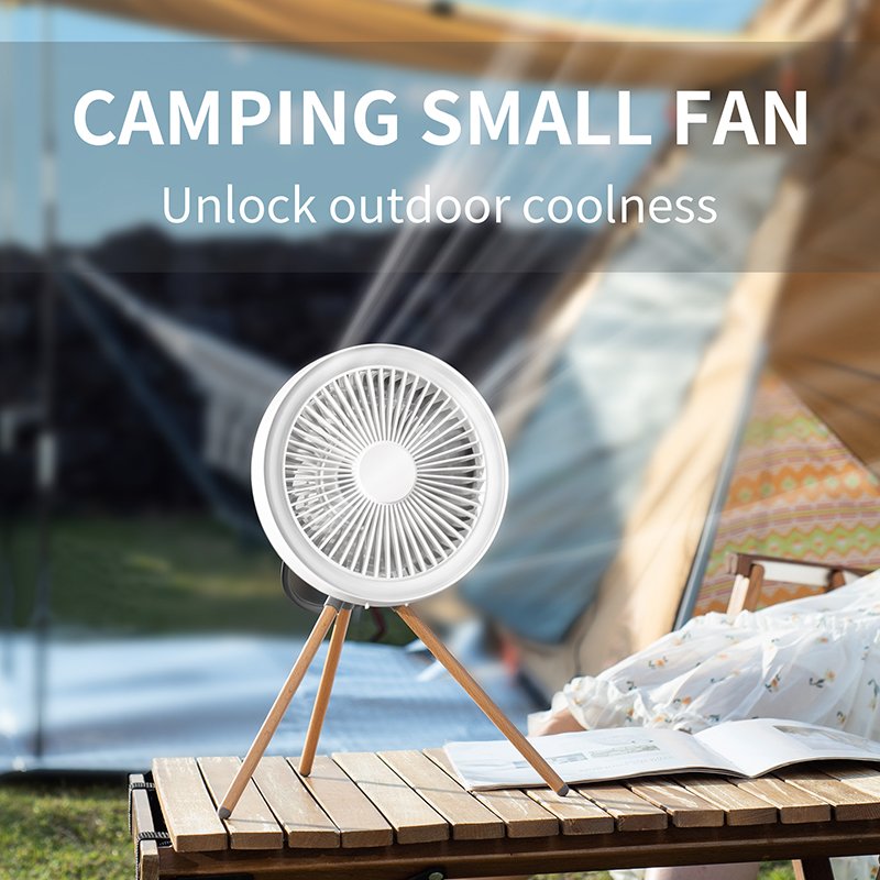 New Design Multifunction USB Chargeable Desk Tripod Stand Air Cooling Fan with Night Light Outdoor Camping Fan