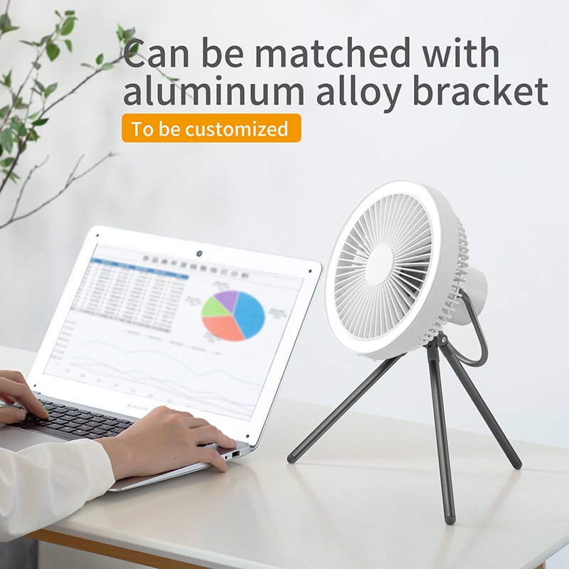 New Design Multifunction USB Chargeable Desk Tripod Stand Air Cooling Fan with Night Light Outdoor Camping Fan