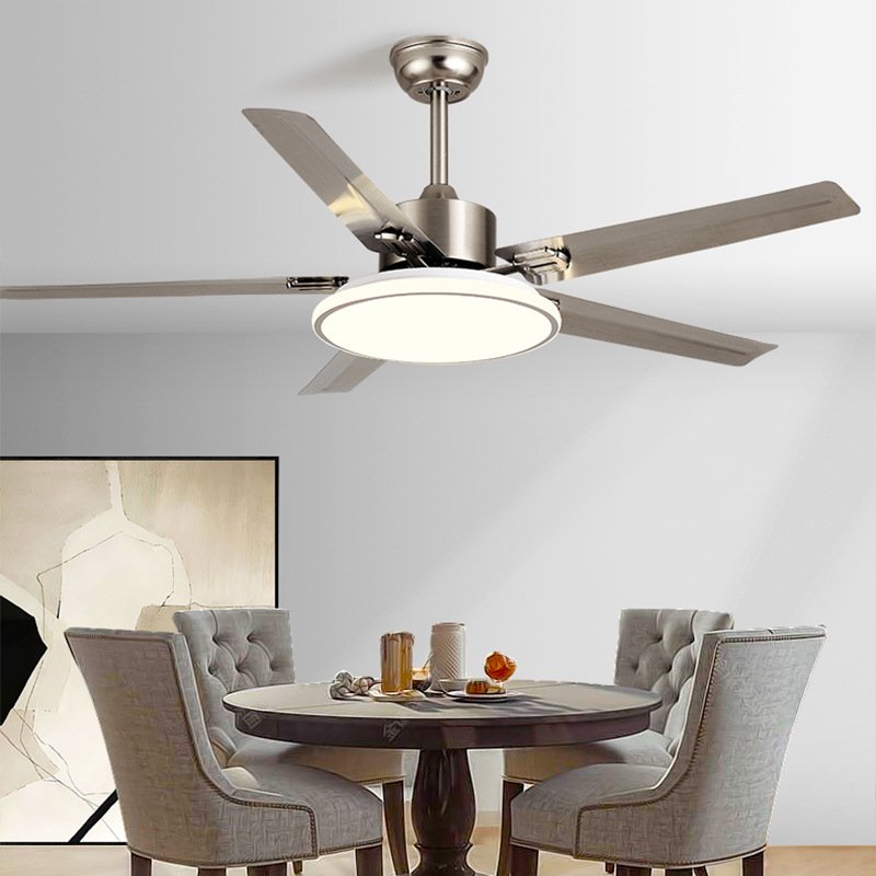 Black chandelier 52 inch ceiling fan light DC fan iron blades led lights Remote Control ceiling light fan lamp