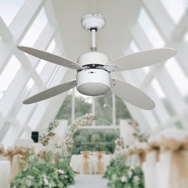 White Ceiling Fan Light With Remote Control Chandelier Fan Lamp