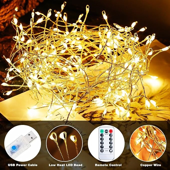 Outdoor Waterproof Halloween Christmas Party Fairy lights led Firecracker String Lights Remote Control Bedroom Bar Decorations