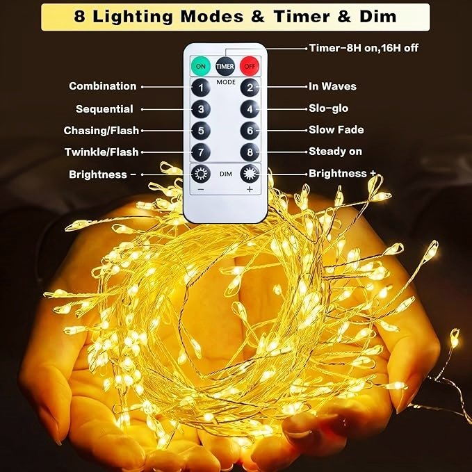 Outdoor Waterproof Halloween Christmas Party Fairy lights led Firecracker String Lights Remote Control Bedroom Bar Decorations