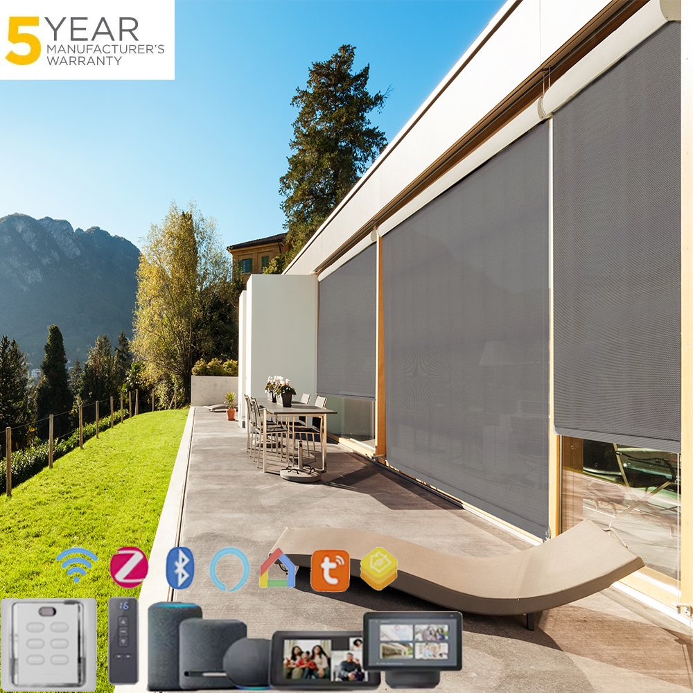 Easy installation Commercial Eco-friendly Windproof 95% UV Block Modern Manual Electric Zipper Outdoor Horizontal Roller Blinds
