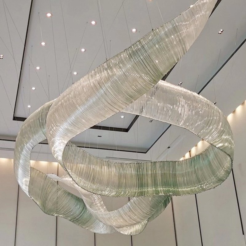 Large modern hotel lobby villa decoration light glass chandelier creative led home hanging pendant lamp