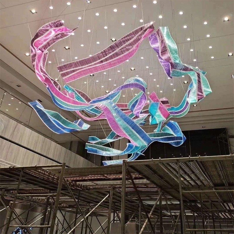 Large modern hotel lobby villa decoration light glass chandelier creative led home hanging pendant lamp