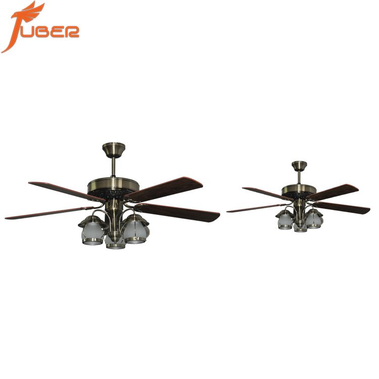 Luxury decorative lighting ceiling fan with solid wood blades 3 led ceiling fan with light electric underlight fan