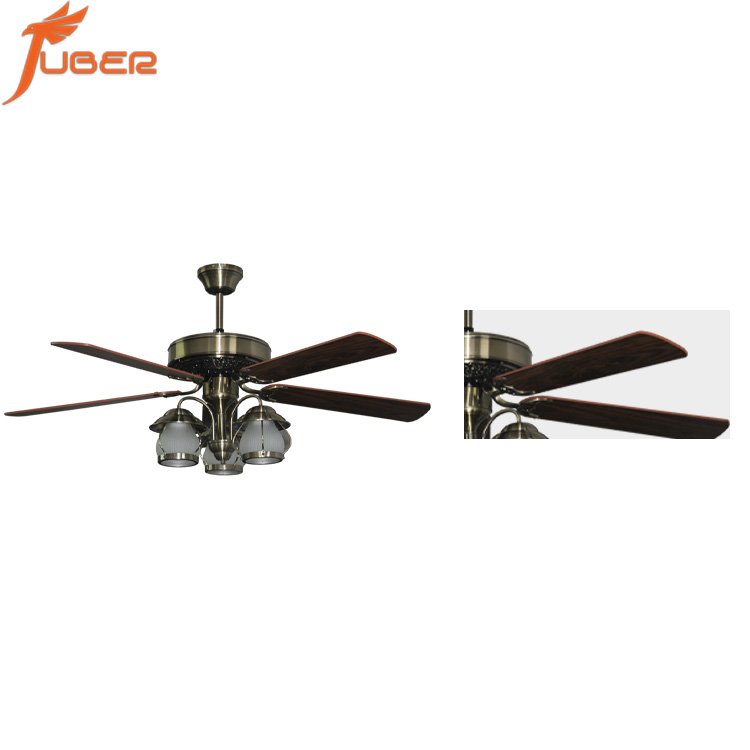 Luxury decorative lighting ceiling fan with solid wood blades 3 led ceiling fan with light electric underlight fan
