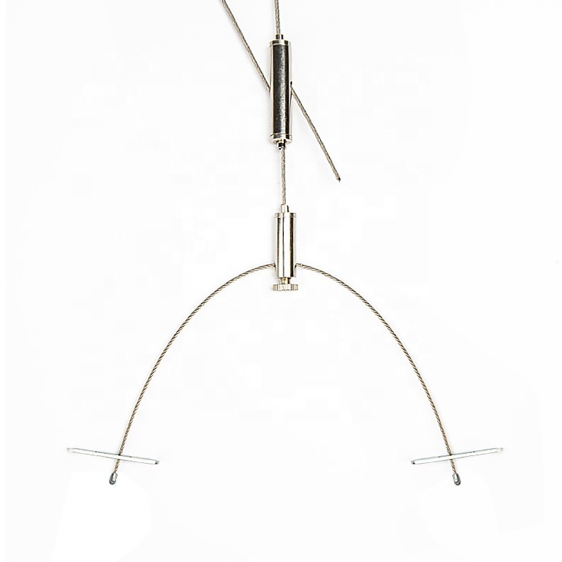 Custom Wall Mounted Type Acoustic Ceiling Hanger Wire Rope Suspension System Hanging Bar Kits with Gripples for pendant light