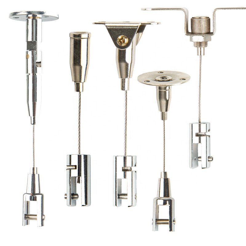 Custom Wall Mounted Type Acoustic Ceiling Hanger Wire Rope Suspension System Hanging Bar Kits with Gripples for pendant light