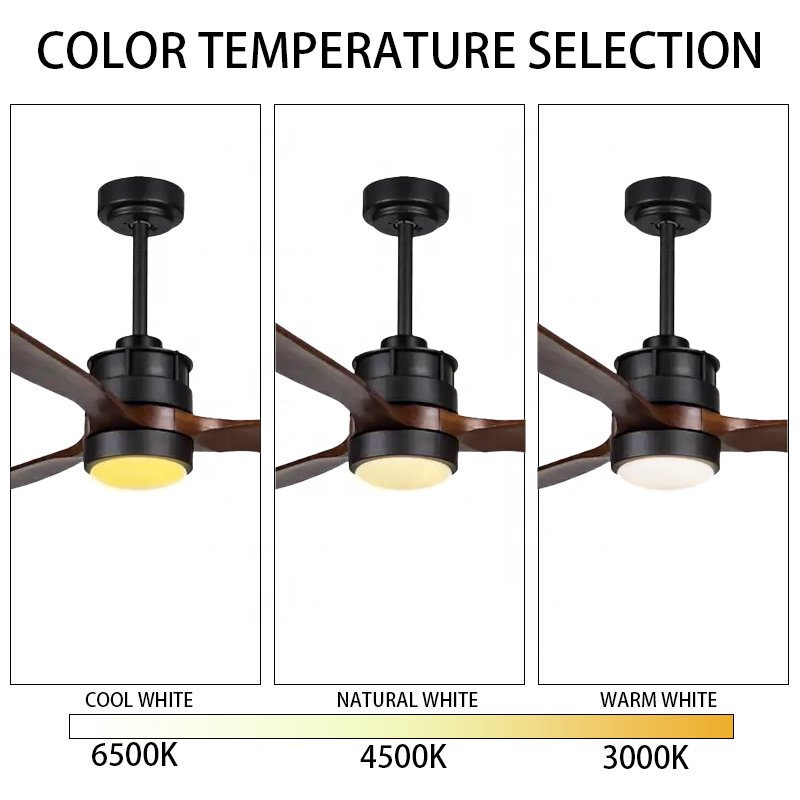 52 Inch Luxury Wood Blades Ceiling Fan with led silent reversible Dc Motor Remote Ceiling Fan With Light