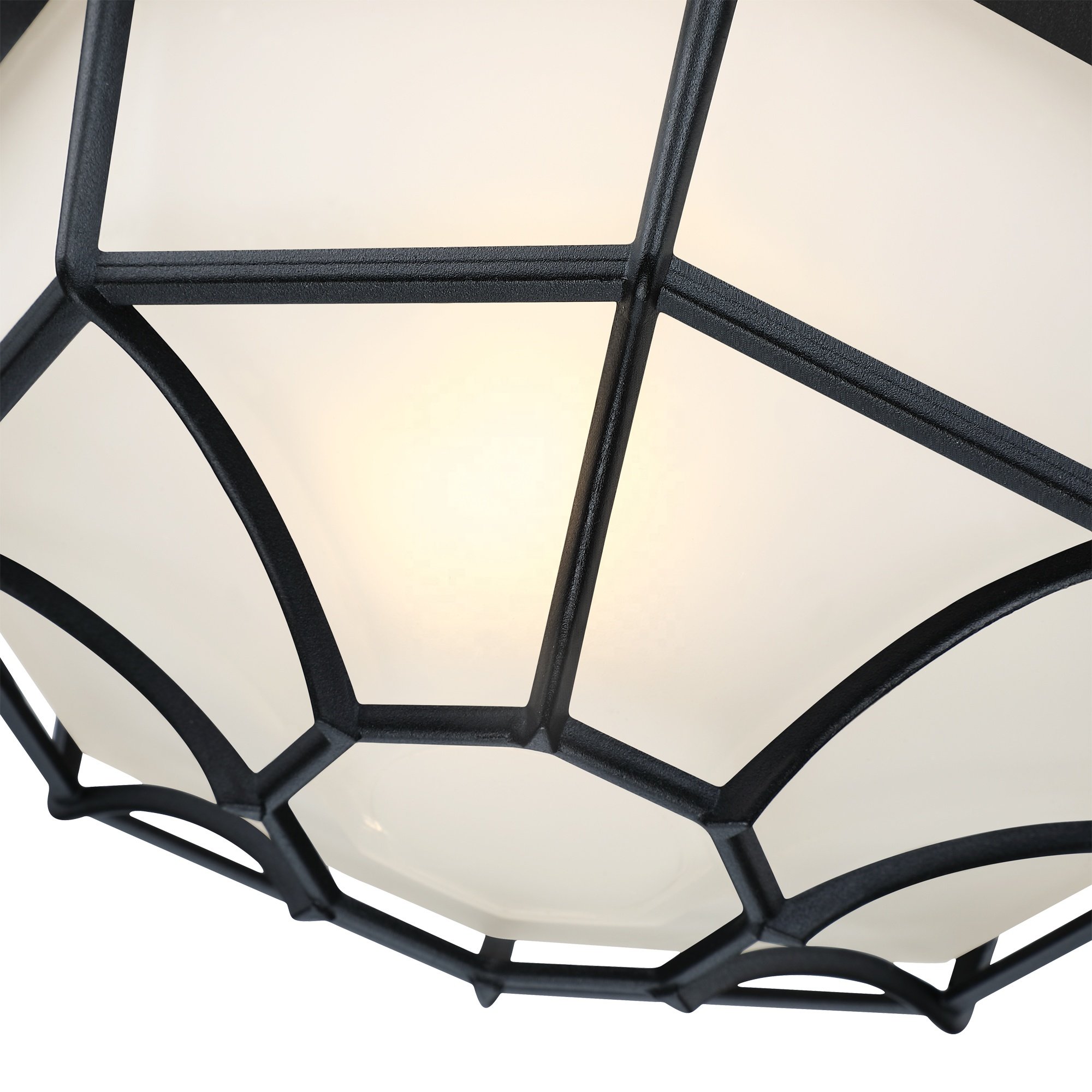 Ceiling Light Fixture Outdoor Flush Mount Matte Black Aluminum Indoor Ceiling Light Fixture with Frosted Glass