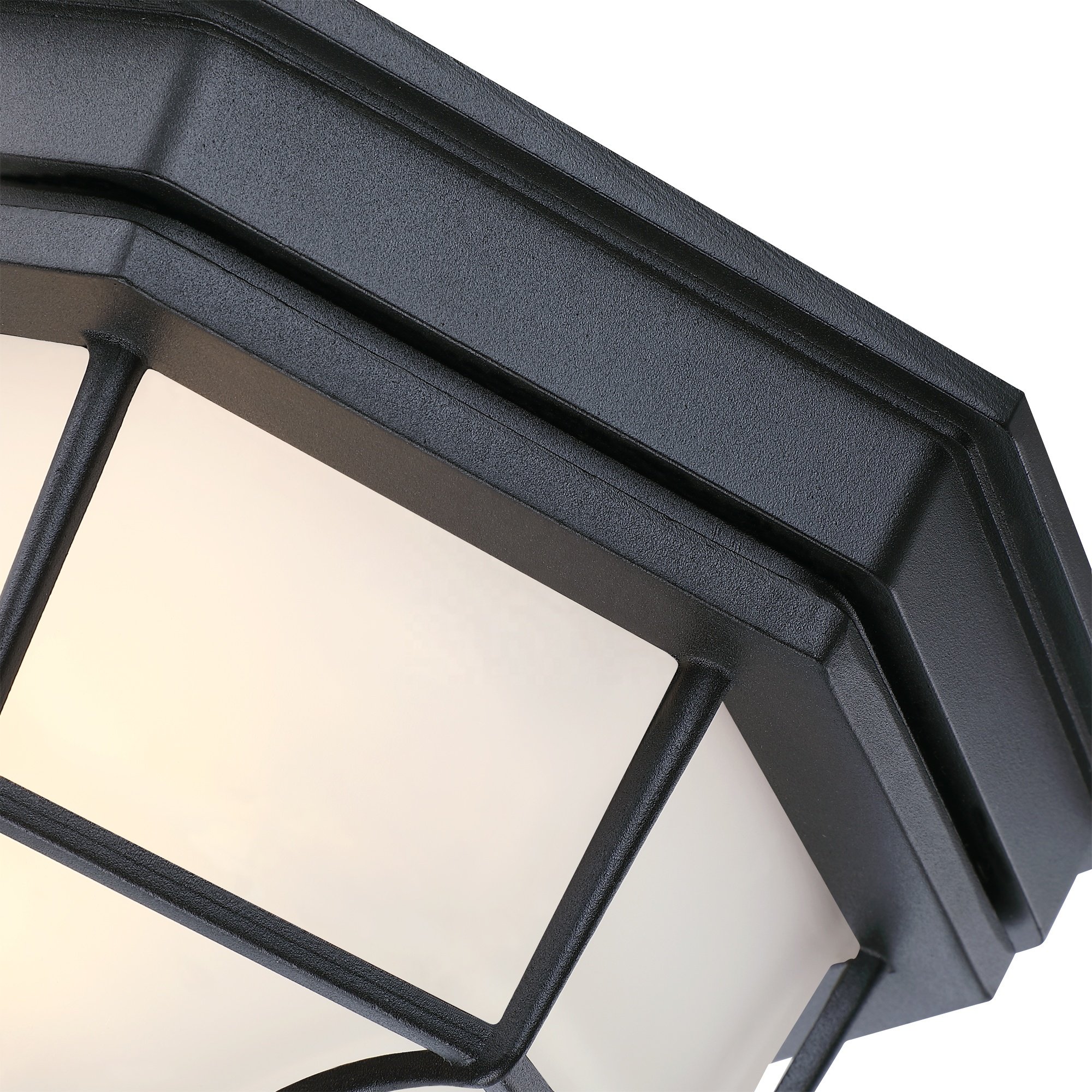 Ceiling Light Fixture Outdoor Flush Mount Matte Black Aluminum Indoor Ceiling Light Fixture with Frosted Glass