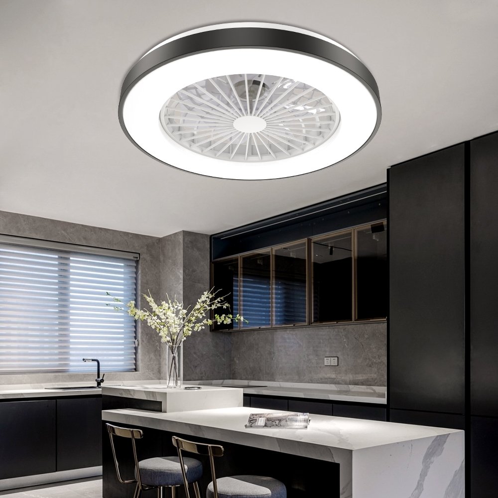 Modern 360 Degree Rotation Fan With Led Lights Quiet Ceiling Fans For Bedroom Living Room