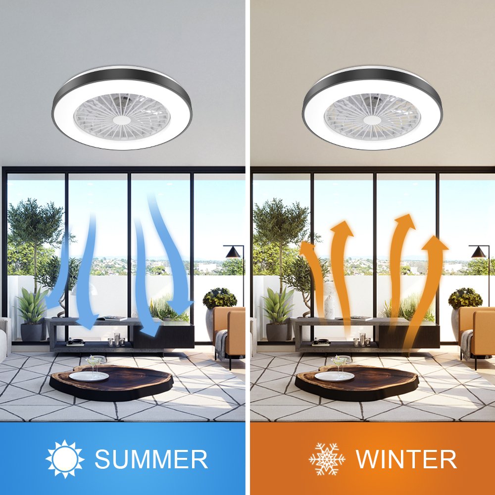 Modern 360 Degree Rotation Fan With Led Lights Quiet Ceiling Fans For Bedroom Living Room