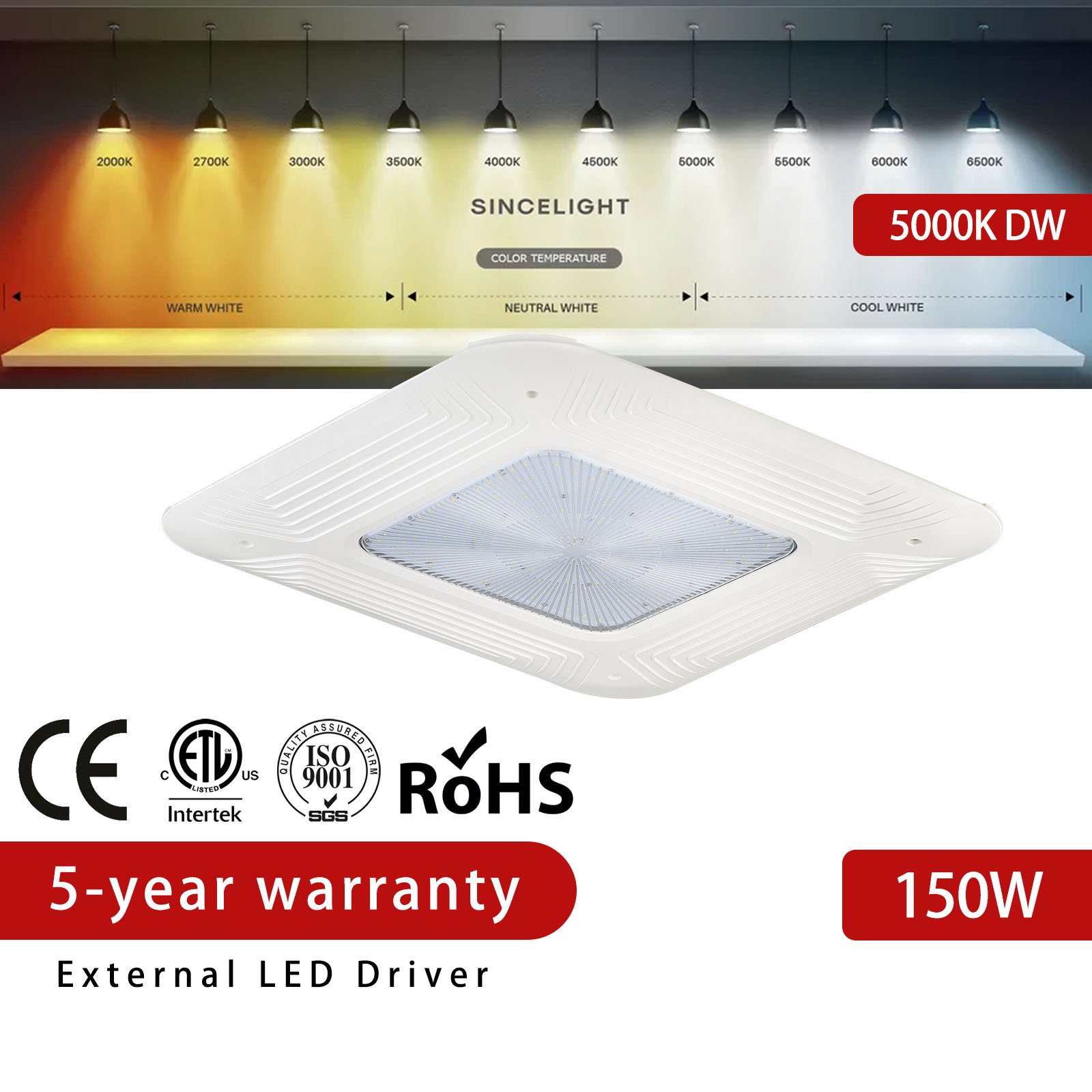 High Quality 5 Years Warranty Outdoor150w Gas Station Led Canopy Light For Petrol Station Outdoor Ceiling