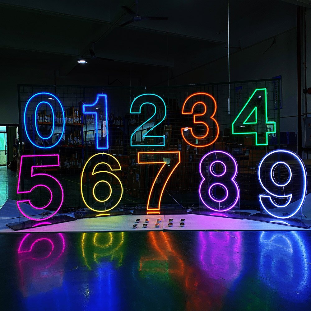 Winbo Free Design Rgb Neon LED Numbers Signs Standing Hang No Moq Logov 3ft 4ft Letters Large Flex Custom Neon Numbers