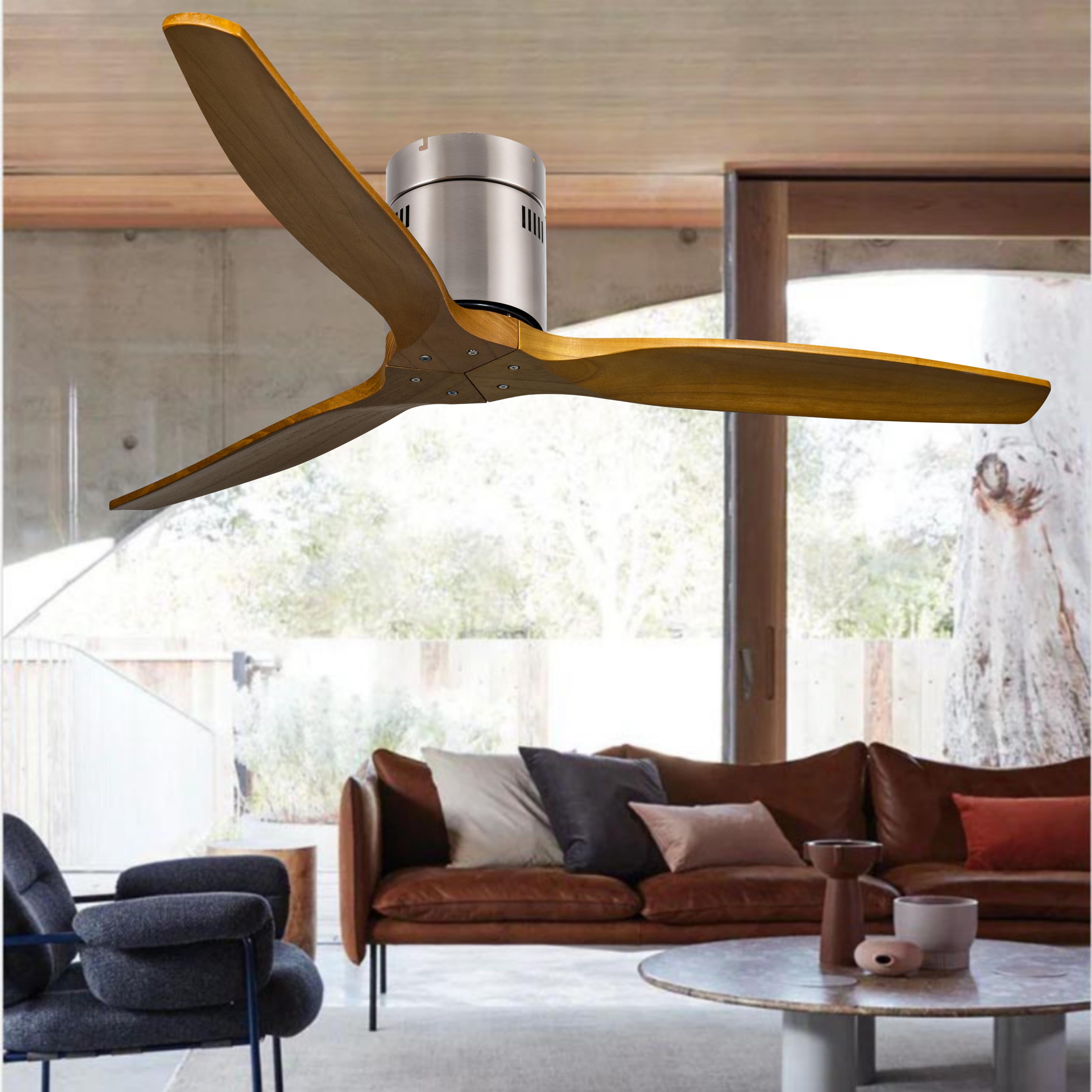 52 inch 3 blades wooden Ceiling fan with remote control high air flow low profile ceiling fans