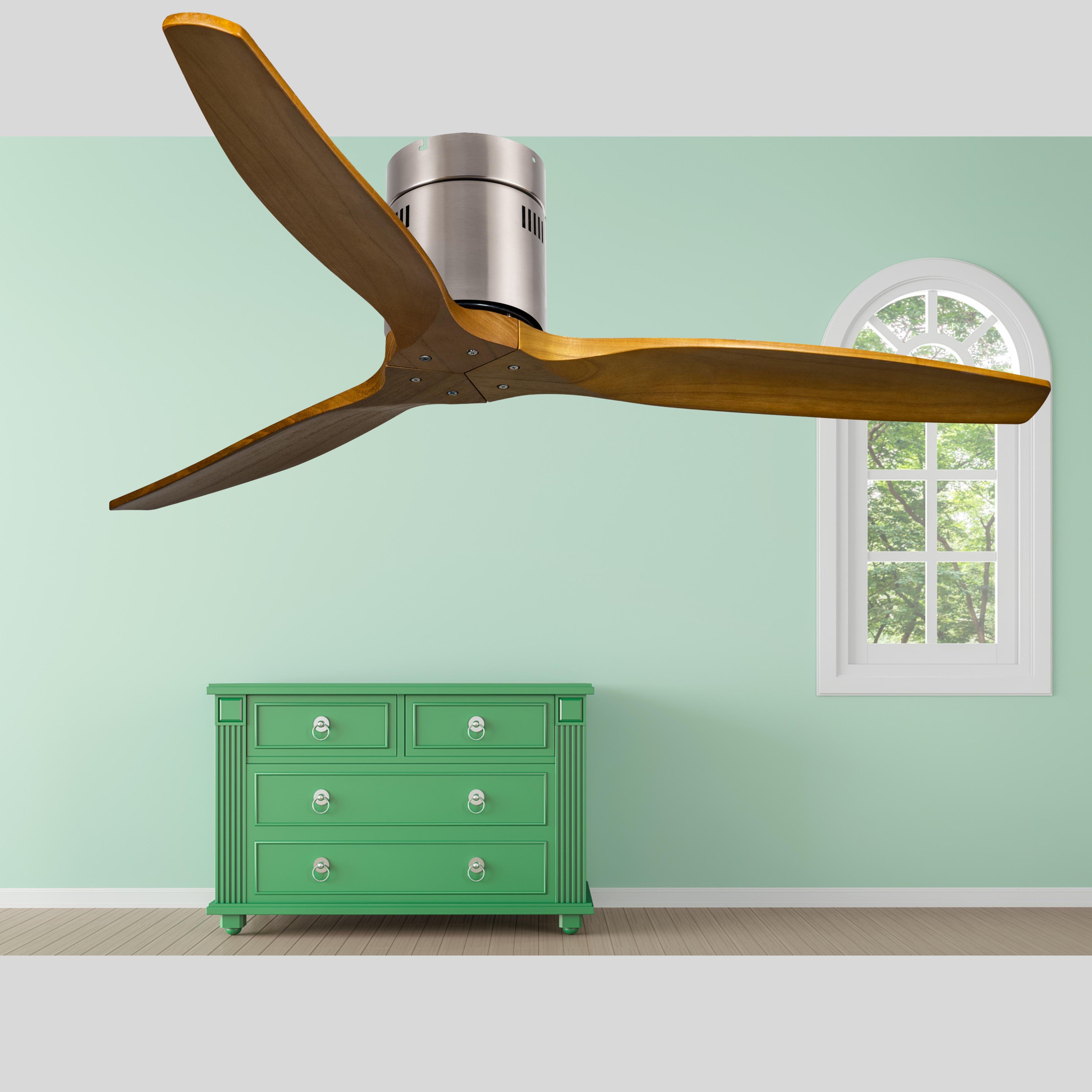 52 inch 3 blades wooden Ceiling fan with remote control high air flow low profile ceiling fans